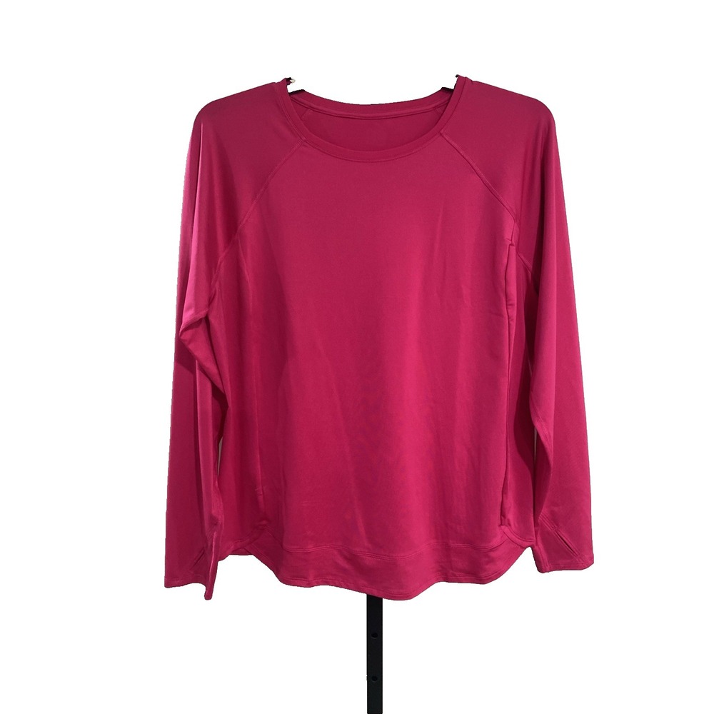 tekgear womens blouse shirt top stretch HOT‎ PINK athletic wicking XXL NWOT A6